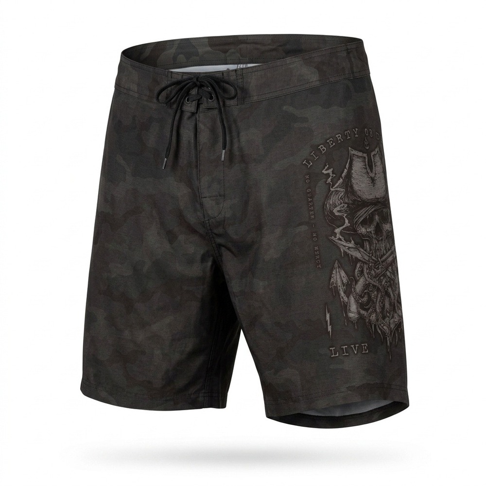 Howitzer Board Shorts Mens 38 Black Camo Liberty or Death Skull We The People